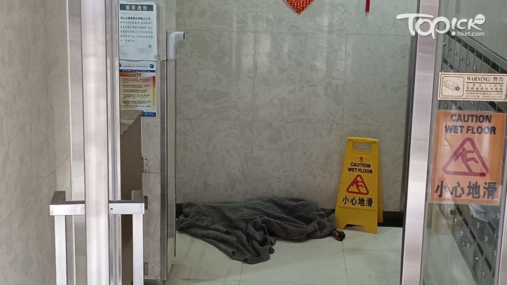 西環唐狗未及時入𨋢，狗帶被夾著慘遭勒死。（曾秋文攝）