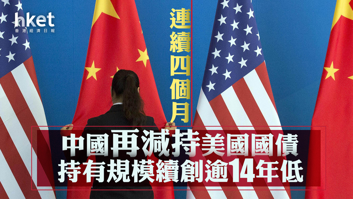 減持美債】中國連續四個月減持美國國債持有規模續創逾14年低