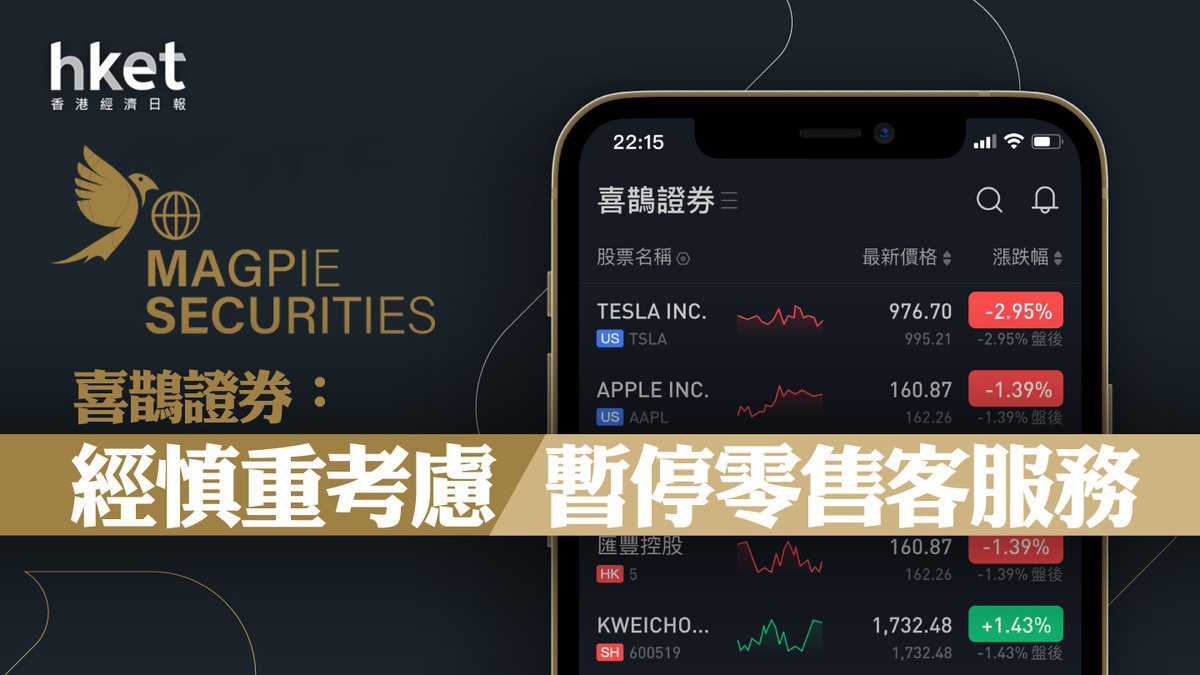 港股交易】喜鵲證券：經慎重考慮暫停零售客服務