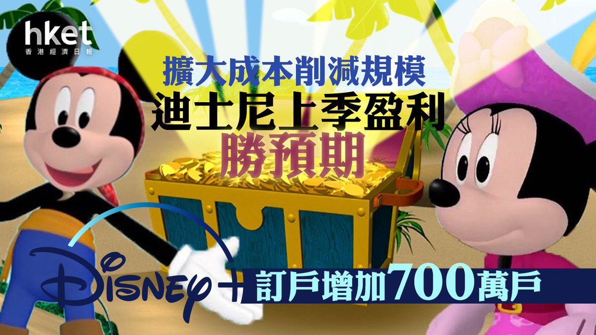 DIS】迪士尼上季盈利勝預期、擴大成本削減規模Disney+訂戶增加700萬戶開市升超過5%