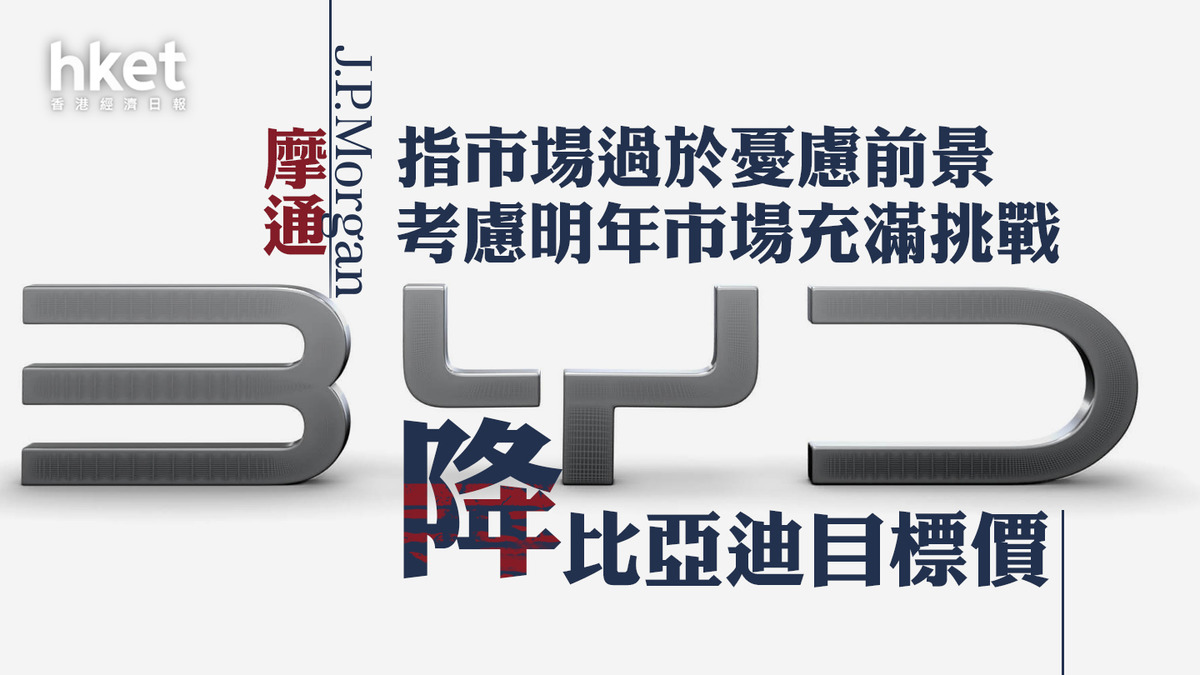 大行報告1211】摩通：市場過於憂慮比亞迪前景惟考慮明年市場充滿挑戰、降AH股目標價