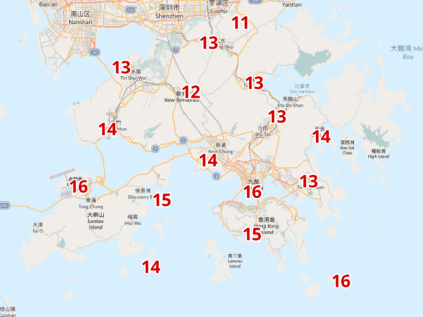 12月18日早上6時各區氣溫。(天文台截圖)