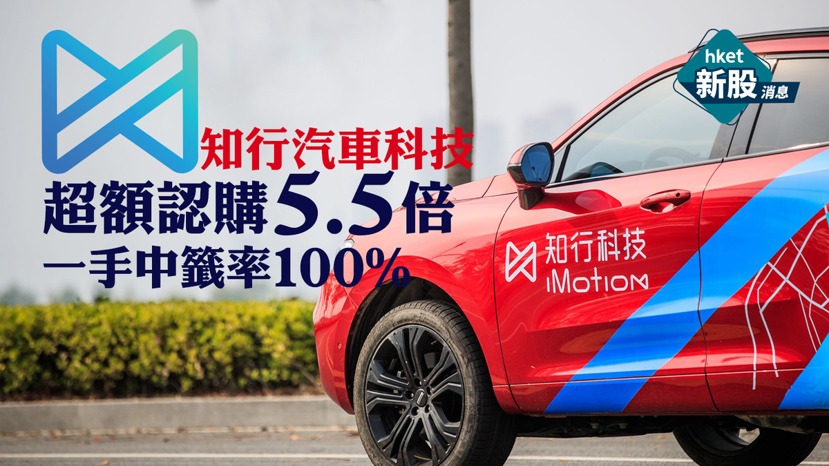 【新股IPO】自動駕駛科企知行汽車科技1274超額認購5.5倍 一手中籤率100%人人有份
