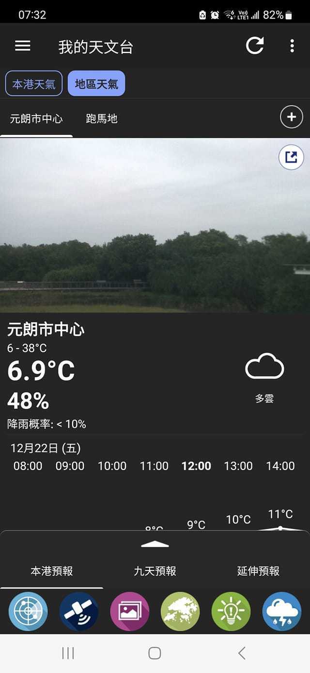 網民展示今早實時元朗氣溫只有6.9度。（網上圖片）