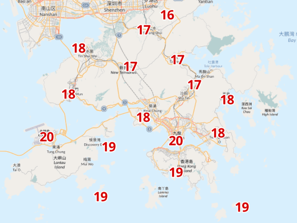 1月19日上午6時各區氣溫。(天文台截圖)