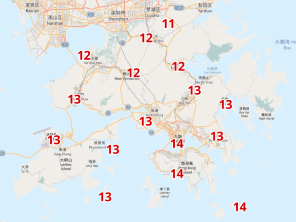 1月28日上午6時各區氣溫。(天文台截圖)