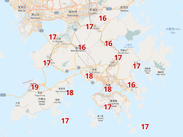 1月31日早上6時各區氣溫。(天文台截圖)