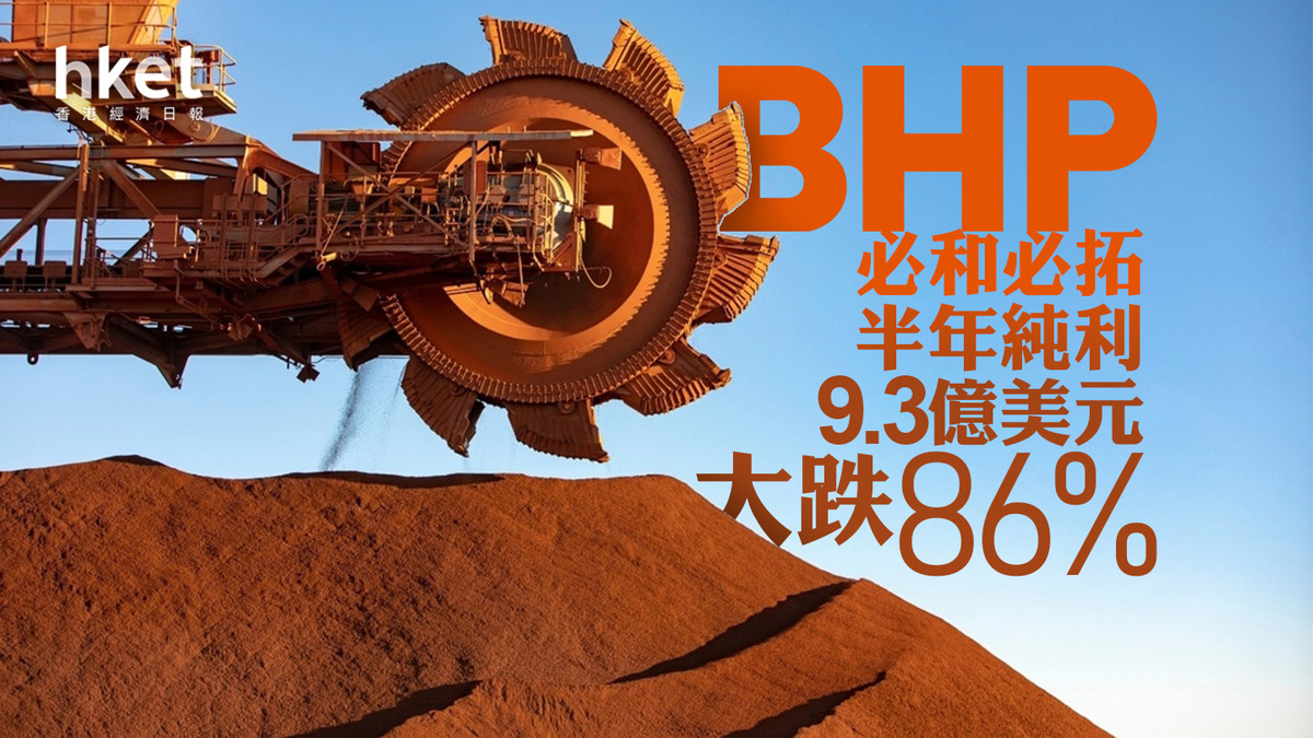 BHP業績｜必和必拓半年純利大跌86% 預計通脹滯後影響將持續到