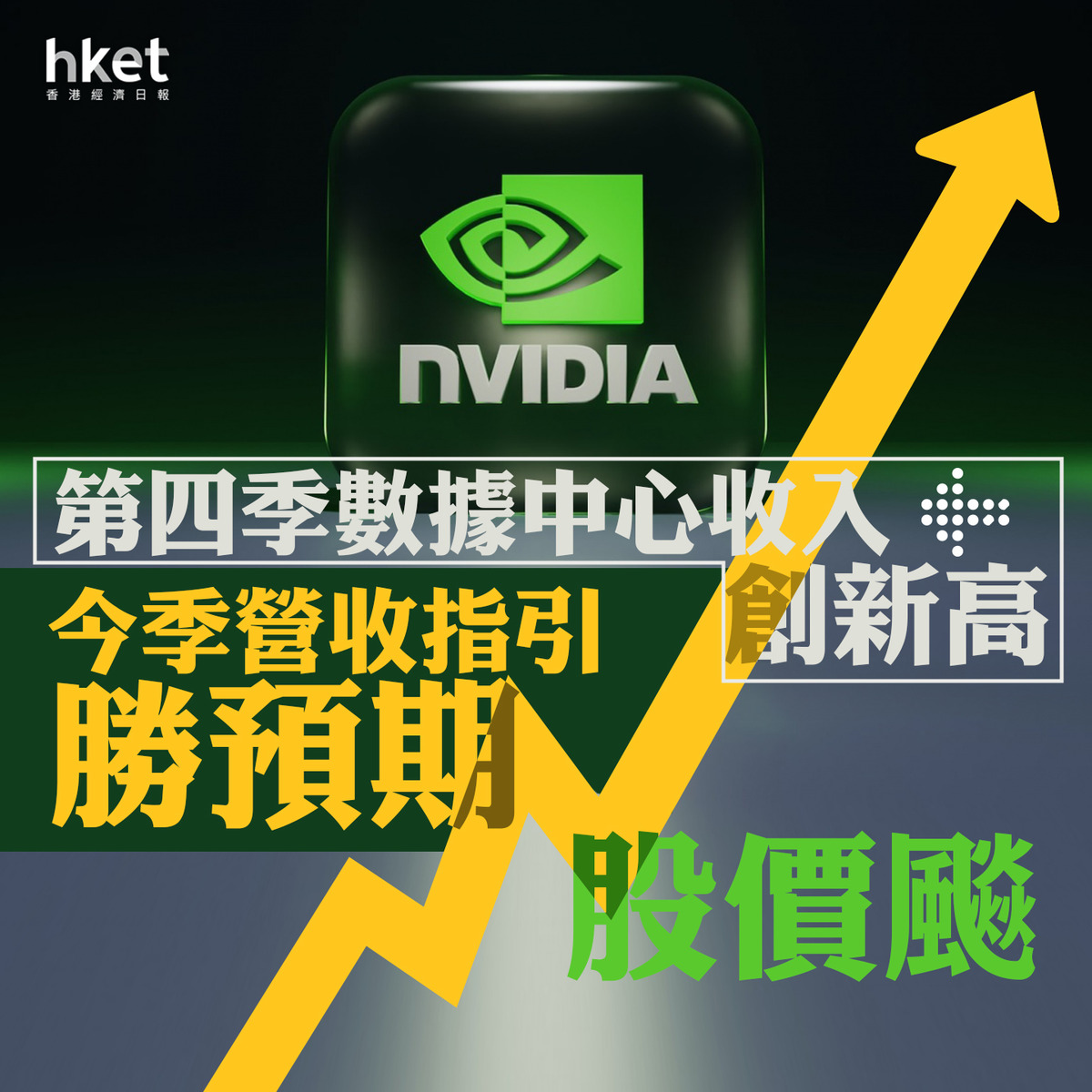 NVDA業績｜Nvidia英偉達盤後狂升14%創新高第四季數據中心收入184億美元遠超預期