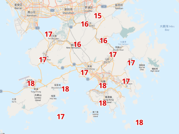 2月25日早上6時各區氣溫。(天文台截圖)
