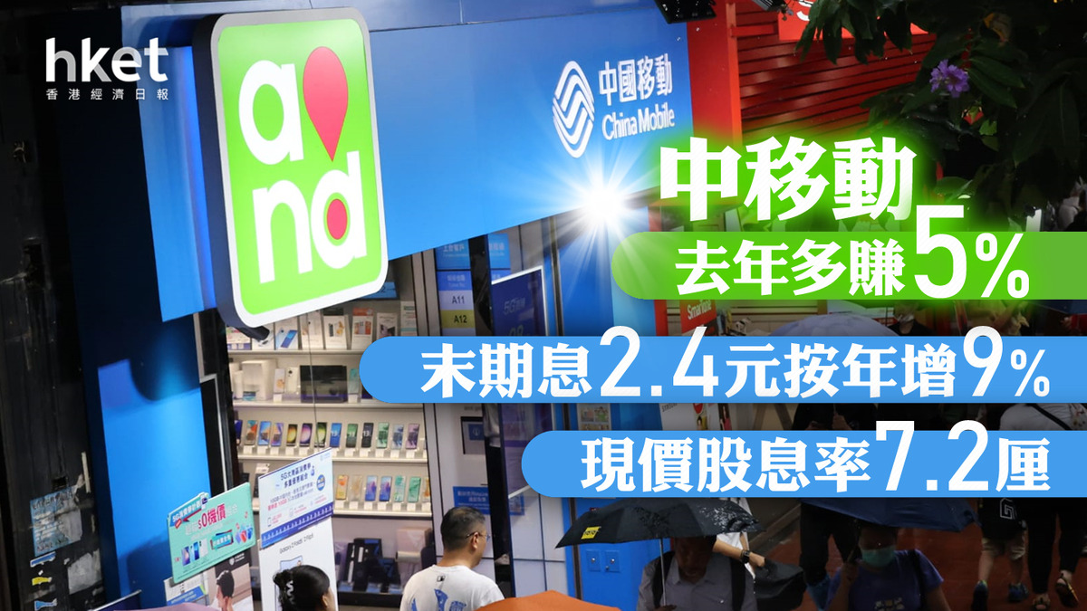 941業績｜中移動：公司派息「特別有良心」、將擇時擇機回購績後反覆升0.6% 去年多賺5%、末期息2.4元增9%
