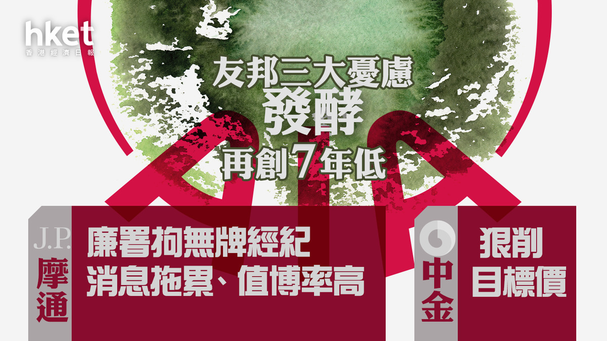 1299分析｜友邦三大憂慮發酵再創7年低摩通：廉署拘無牌經紀消息拖累、值博率高中金狠削目標價