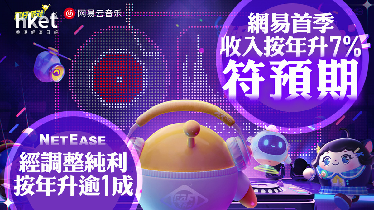 網易業績｜網易首季收入按年升7%符預期經調整純利按年升逾1成