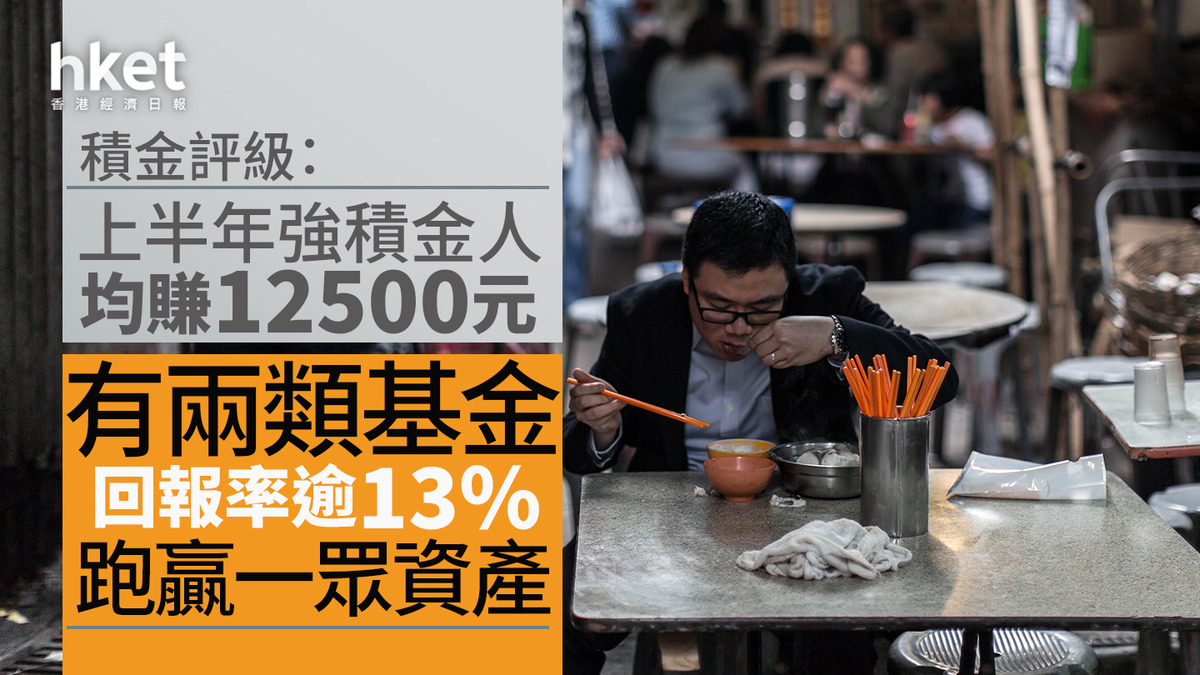 MPF｜積金評級：上半年強積金人均賺12500元有兩類基金期內回報率逾13%、跑贏一眾資產