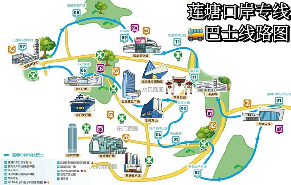 蓮塘口岸專線巴士路線圖。(羅湖深港文化月@小紅書)