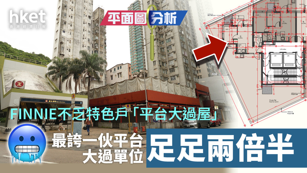 平面圖分析｜FINNIE不乏特色戶「平台大過屋」 最誇一伙平台大過單位足足兩倍半！