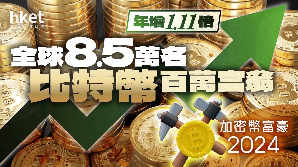加密幣富豪2024︰全球8.5萬名比特幣百萬富翁年增1.11倍