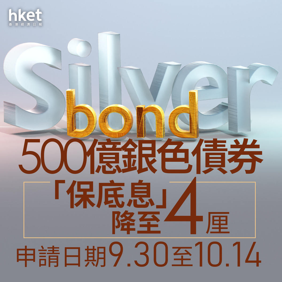 銀色債券2024｜500億銀色債券保底息降至4厘、申請日期9.30至10.14 改按「基建債券」發行