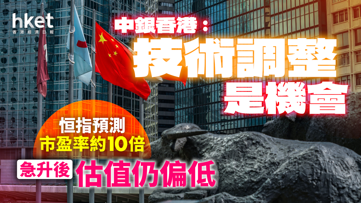 中銀香港︰恒生指數急升後估值仍吸引技術調整是投資機會