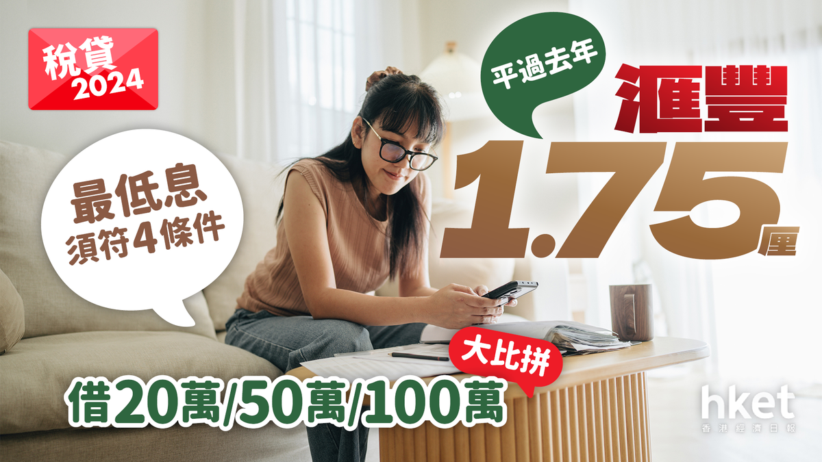 稅貸2024｜滙豐出擊1.75厘平過去年最低息須符4條件借20萬／50萬／100萬大比拼