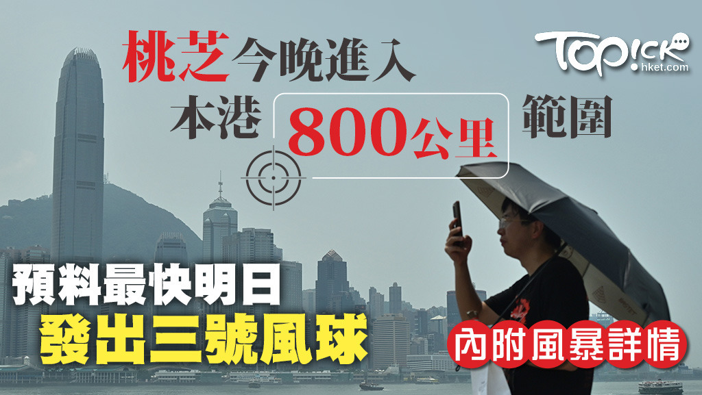 桃芝已增強為強烈熱帶風暴，預計本周三闖入本港400公里範圍。