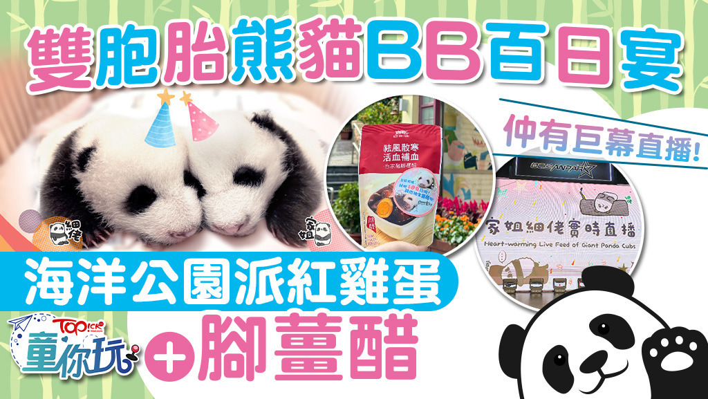 海洋公園將安排一系列的限定表演慶祝港產雙胞胎小熊貓「百日宴」。