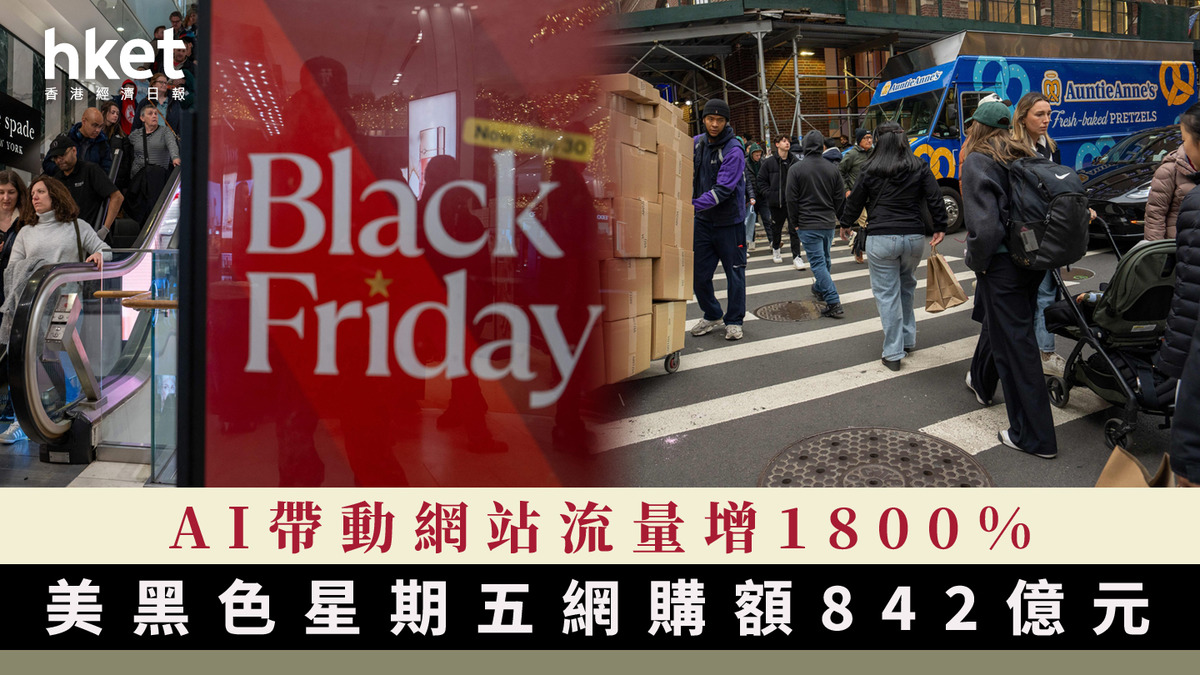 Black Friday｜美國網購額842億元創新高AI帶動網站流量增1800%