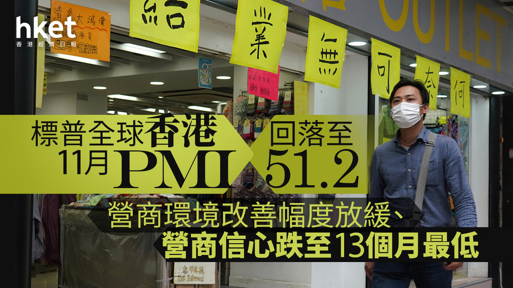 香港經濟｜標普全球香港11月PMI回落至51.2　營商環境改善幅度放緩、營商信心跌至13個月最低