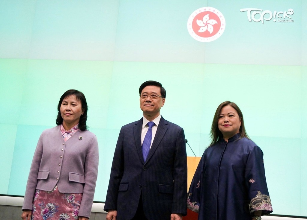 （左起）陳美寶、李家超、羅淑佩。（馮漢柱 攝）