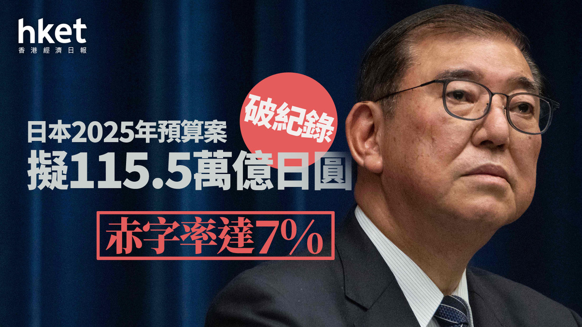 日圓走勢｜日本2025年預算案擬115.5萬億日圓破紀錄赤字率達7%