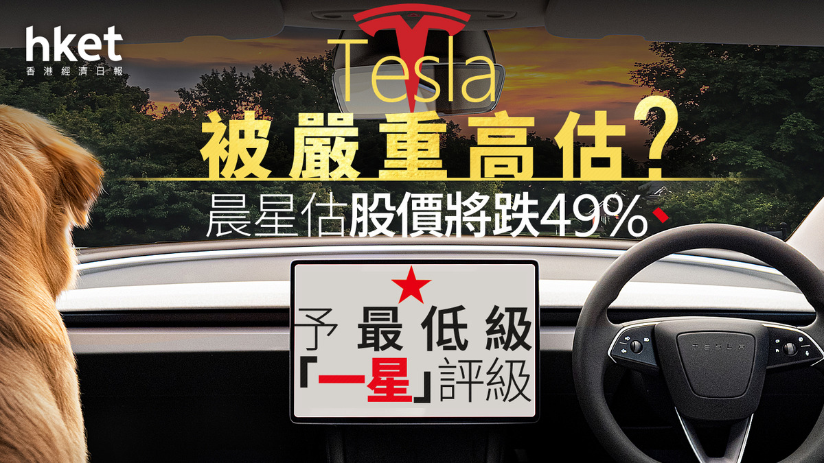 TSLA｜Tesla被嚴重高估？ 晨星估股價將跌49%、予最低級「一星」評級