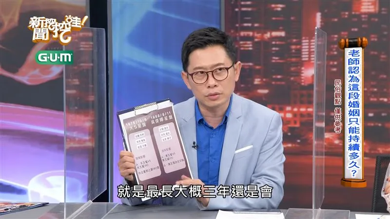 徐熙媛大S去世｜台灣命理師艾菲爾批大S具俊曄的婚姻最長大概三年。（節目截圖）