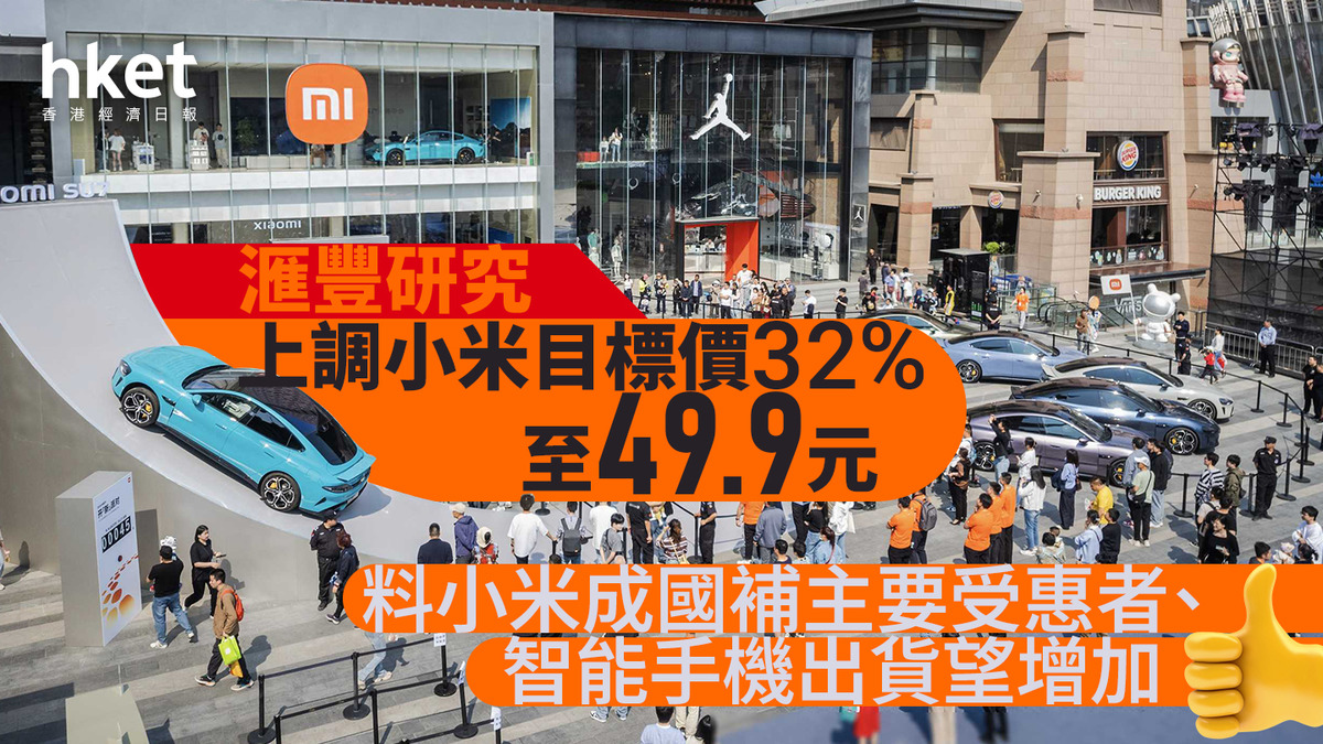 小米1810｜滙豐研究上調小米目標價32%至49.9元料小米成國補計劃主要受惠者、有望增加智能手機出貨