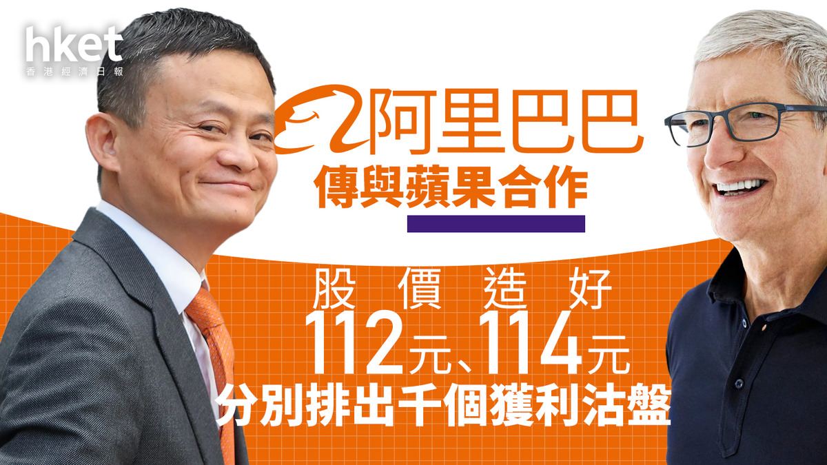 9988｜阿里巴巴傳與蘋果合作股價升逾8% 112元、114元