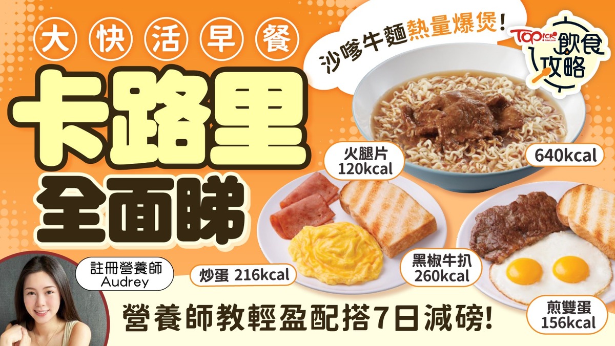 早餐減肥︱大快活早餐卡路里全面睇：沙嗲牛麵餐熱量爆煲！ 營養師教輕盈配搭7日減磅