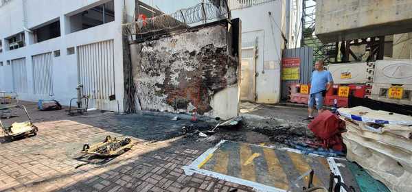 油麻地廟街歌唱檔口發生縱火案。(讀者提供)