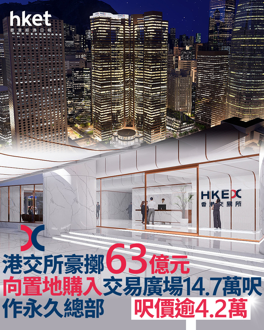 港交所買樓｜港交所擲63億購入中環交易廣場14.7萬呎作永久總部、呎價逾4.2萬三大金融監管機構齊擁港島物業