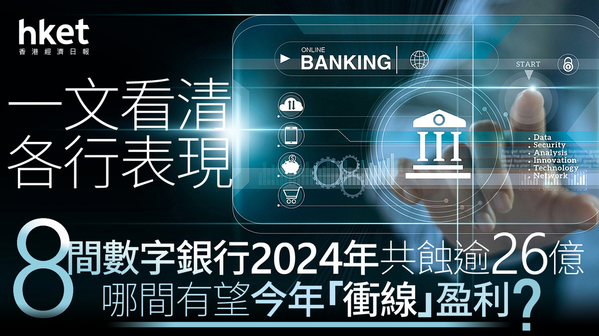 數字銀行｜8間數字銀行2024年共蝕逾26億、按年少1成哪間有望今年「衝線」盈利？