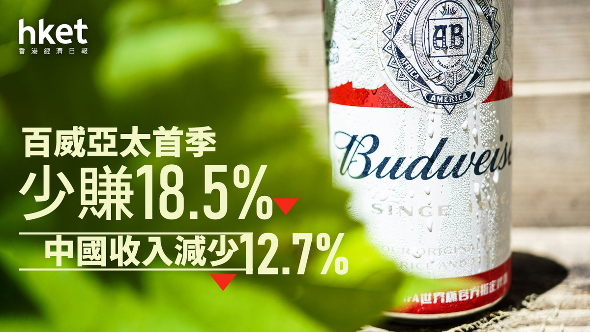 啤酒股業績｜百威亞太首季少賺18.5% 中國收入減少12.7%