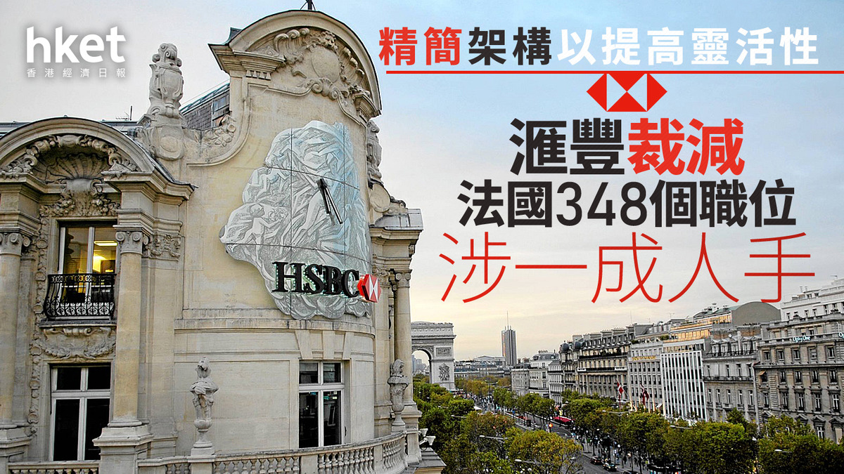 HSBC｜滙豐裁減法國348個職位、涉一成人手精簡架構以提高靈活性
