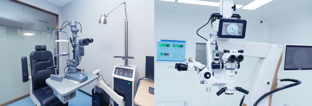 深圳希華愛康健醫院眼科門診不只有香港眼科專業團隊診症,更設有各款先進診療設備。右圖為白內障手術LuxOR Revalia 顯微鏡。