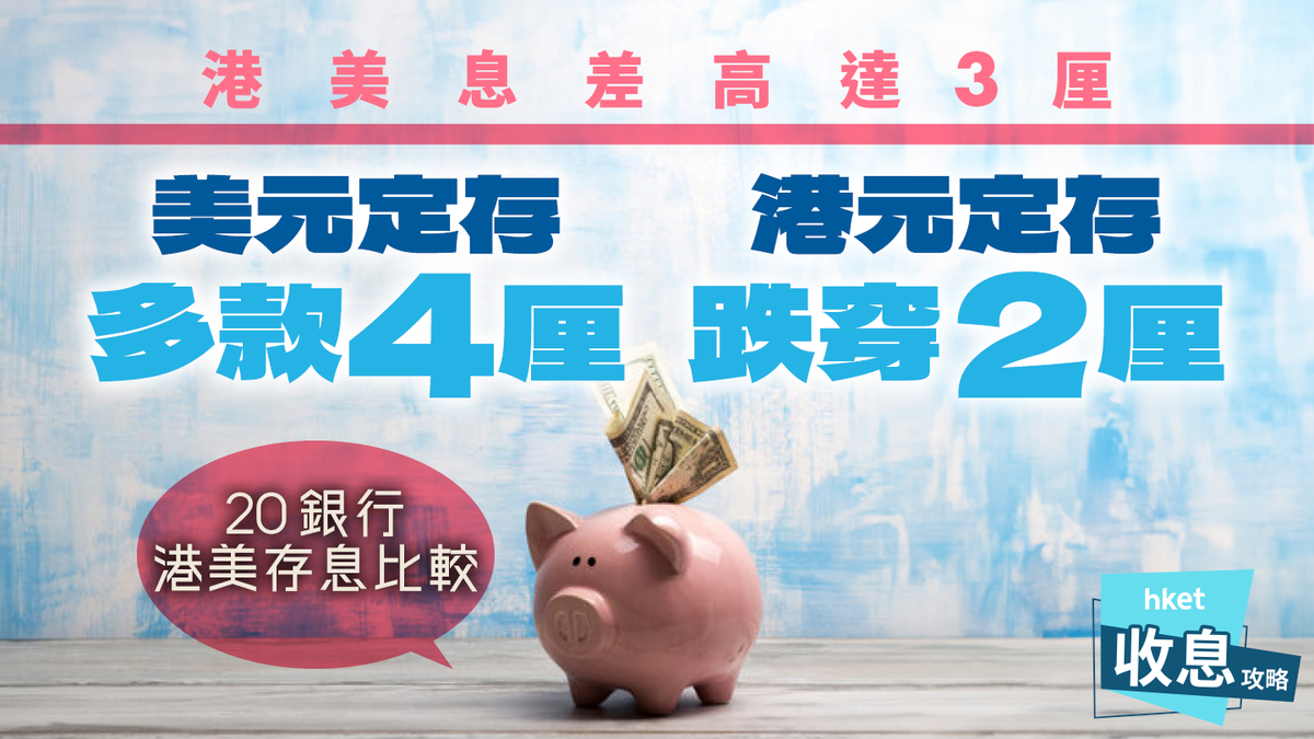 港美息差高達3厘！美元定存多款4厘、港元定
