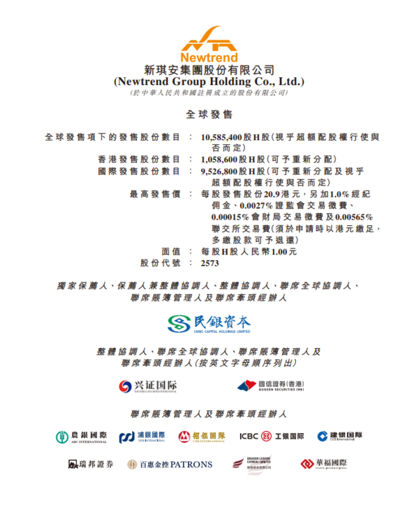 新股IPO｜人工甜味劑廠商新琪安2573招股　入場費4222元