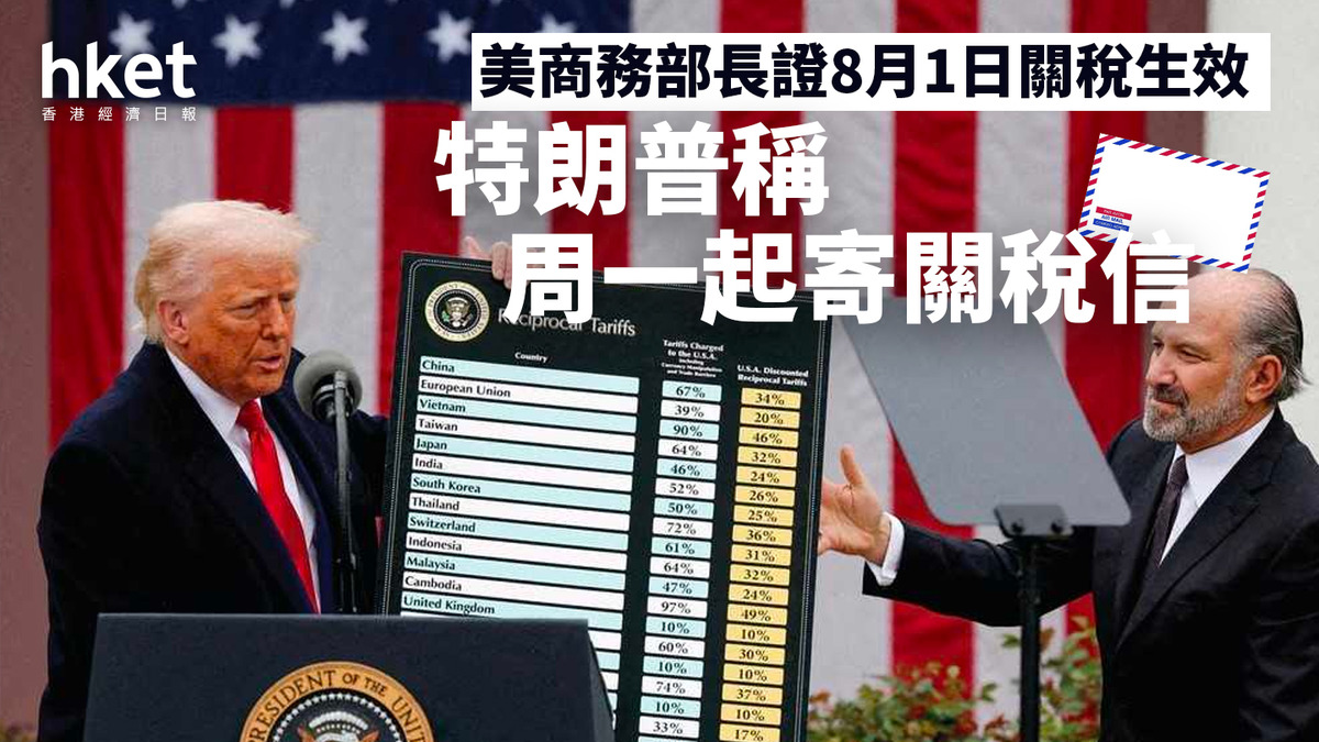 美國關稅｜特朗普稱周一起寄信商務部長證8月1日關稅生效