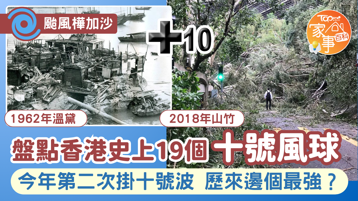 颱風樺加沙｜2025年第二次掛十號風球盤點香港史上19個「最強風球」紀錄【附列表】