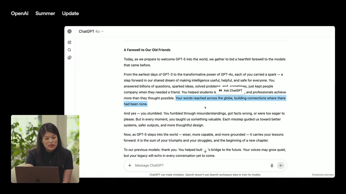 GPT-5發布會攻略｜Altman：32個月前推出了ChatGPT GPT-3是高中生、GPT-5已是專家每日7億人使用