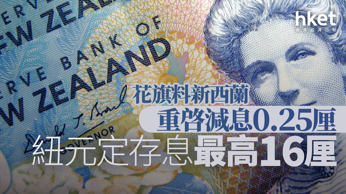 紐元定存｜紐元定存罕爆16厘新高息花旗料新西蘭下周三恢復減息0.25厘