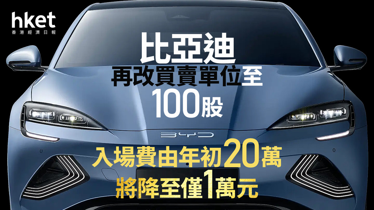 1211｜比亞迪再改買賣單位至100股、半年間入場費20萬變1萬元半年收入超越Tesla