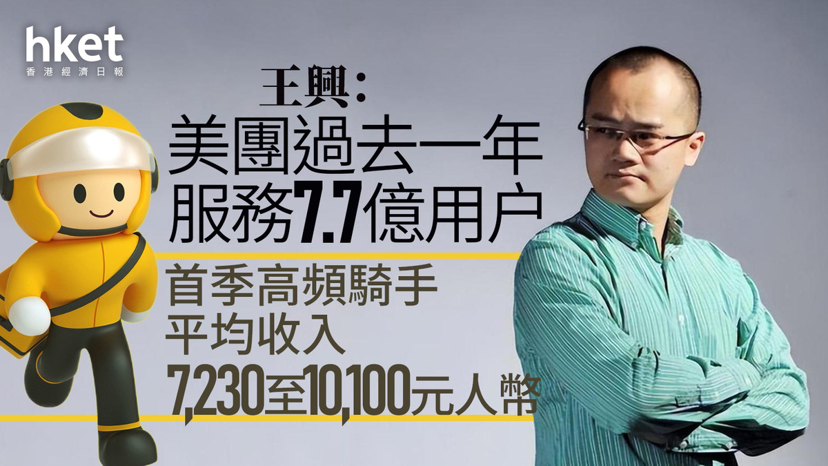 3690｜王興：美團過去一年服務7.7億用户首季高頻騎手平均收入7230至10100元人幣Keeta香港穩居市場首位