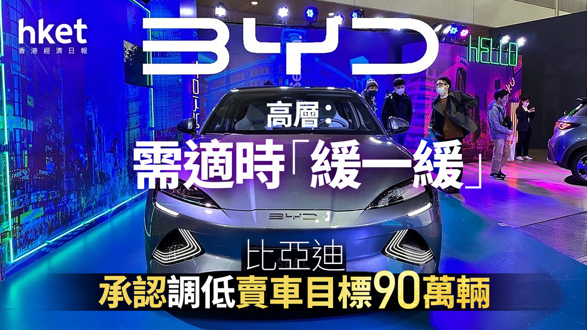 1211｜比亞迪承認調低賣車目標90萬輛高層：需適時「緩一緩」
